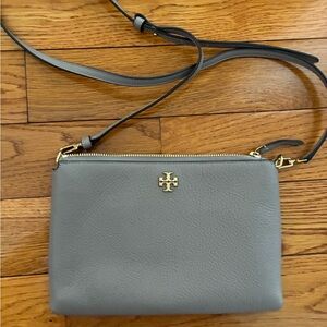 Tory Burch Gray Crossbody Bag with Gold Accents